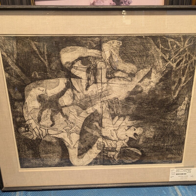 Michael Lawrence Etching, Abstract, Signed
30x25h