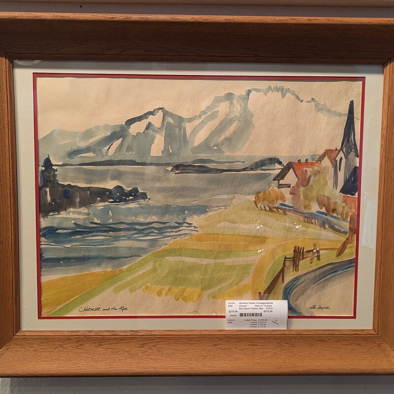 Rita Dejure Original Alps, Watercol, Framed
28x22h