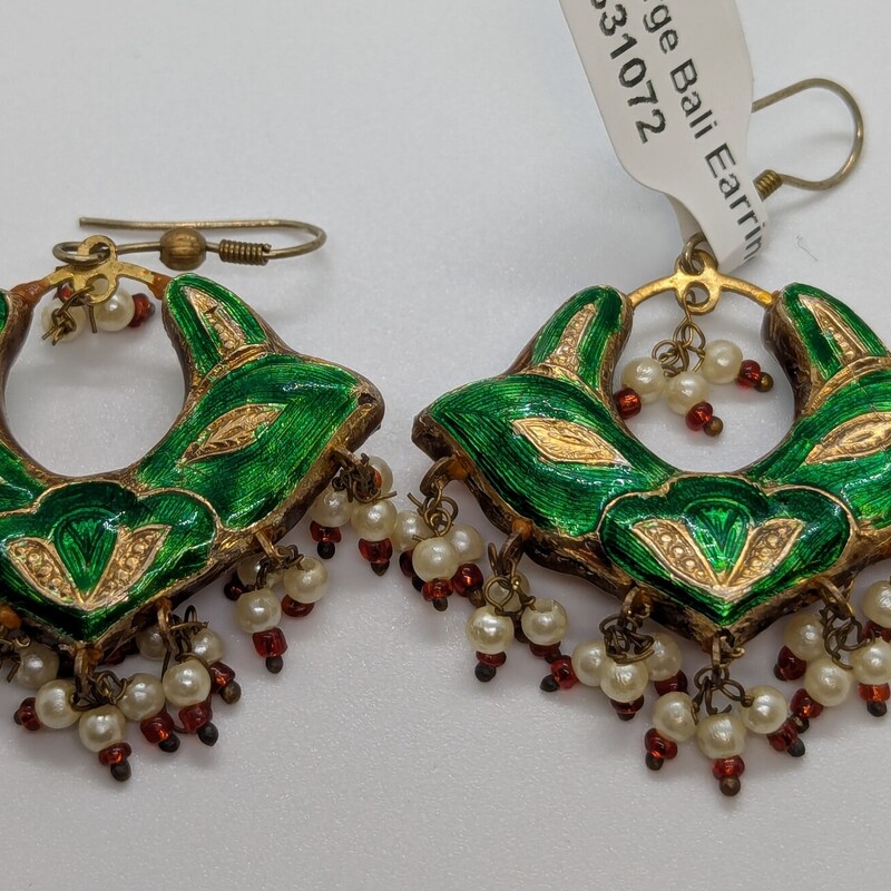 Large Bali Earrings, 2in long x 1.5 wide