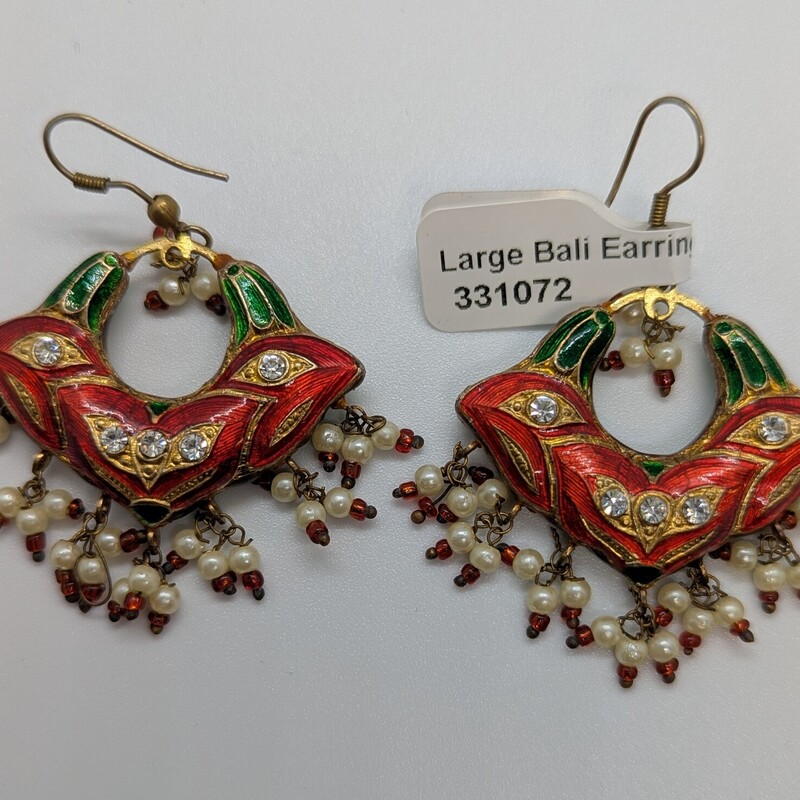 Large Bali Earrings, 2in long x 1.5 wide