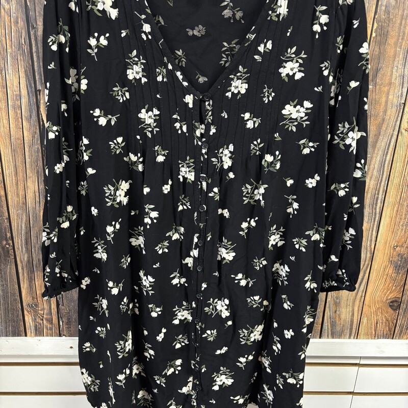 Black White Flower Dress, Size: Medium