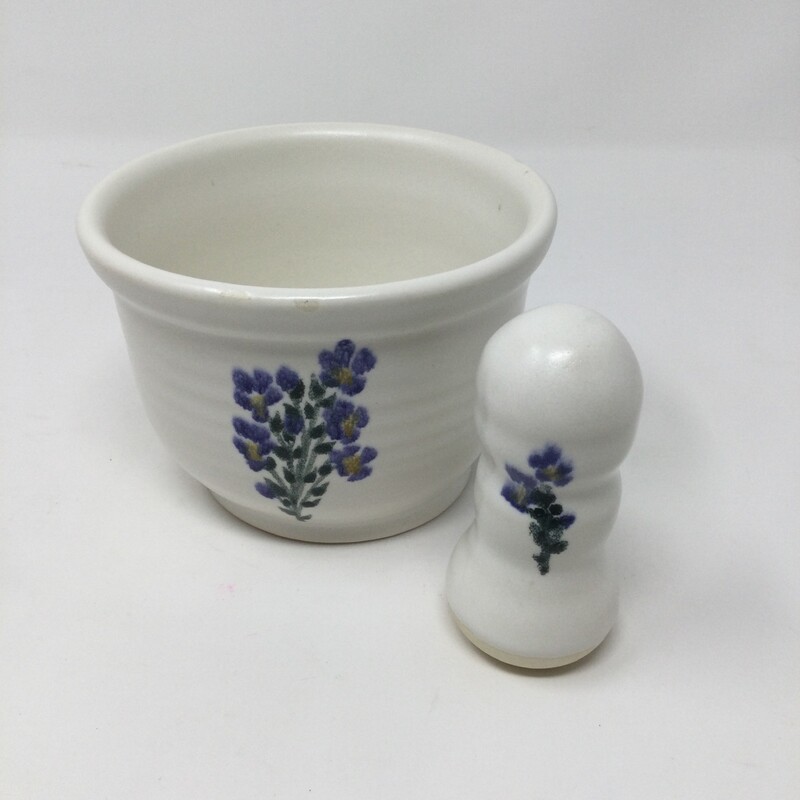 Artisan Pestle & Mortor,
Cream/Purple,
Size: 3 X 4.5 In