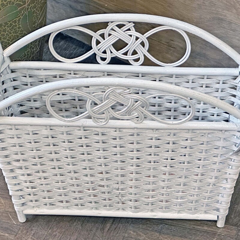 White Wicker Mag Rack