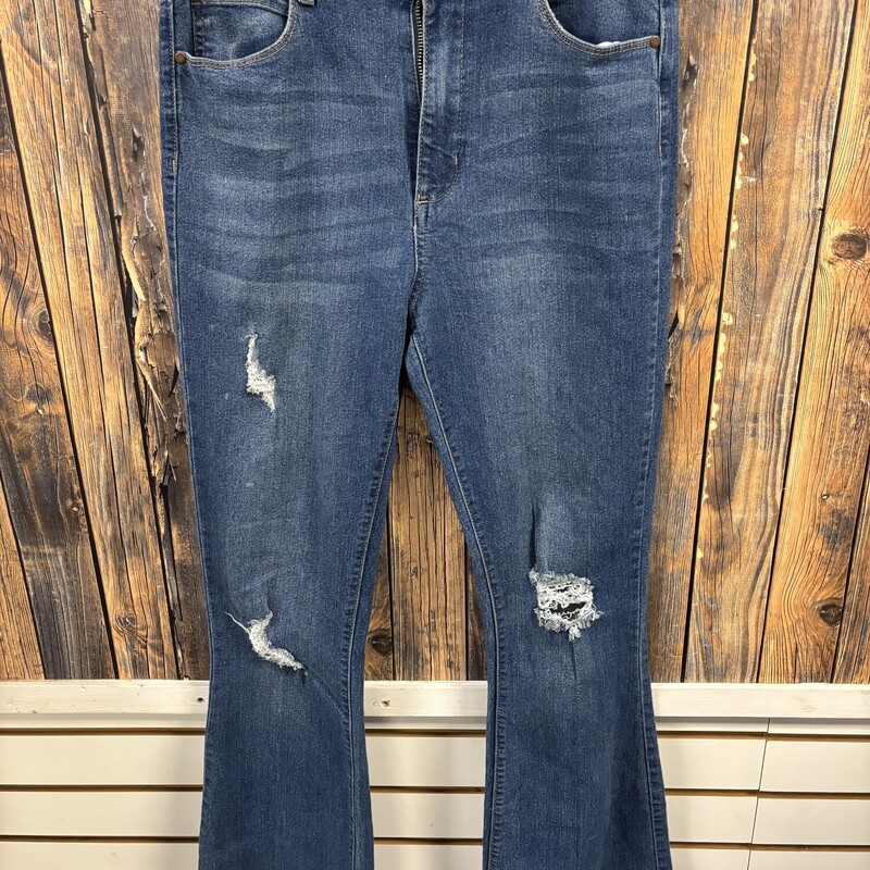 Ripped Flared Jeans, Size: 9