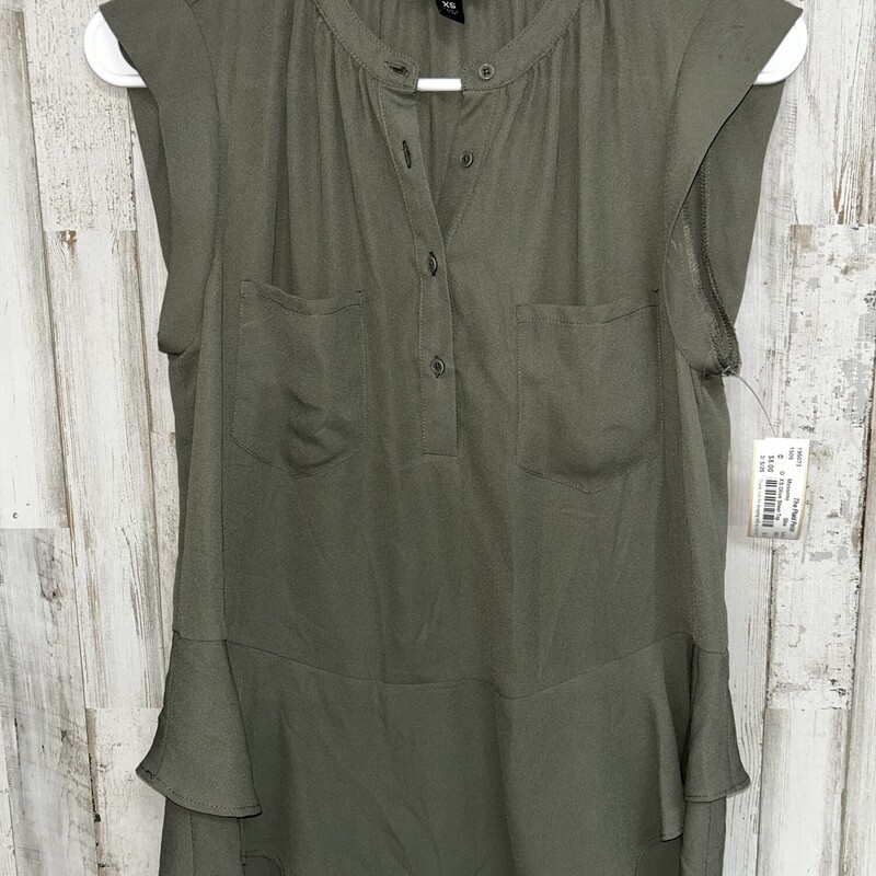 XS Olive Sheer Top