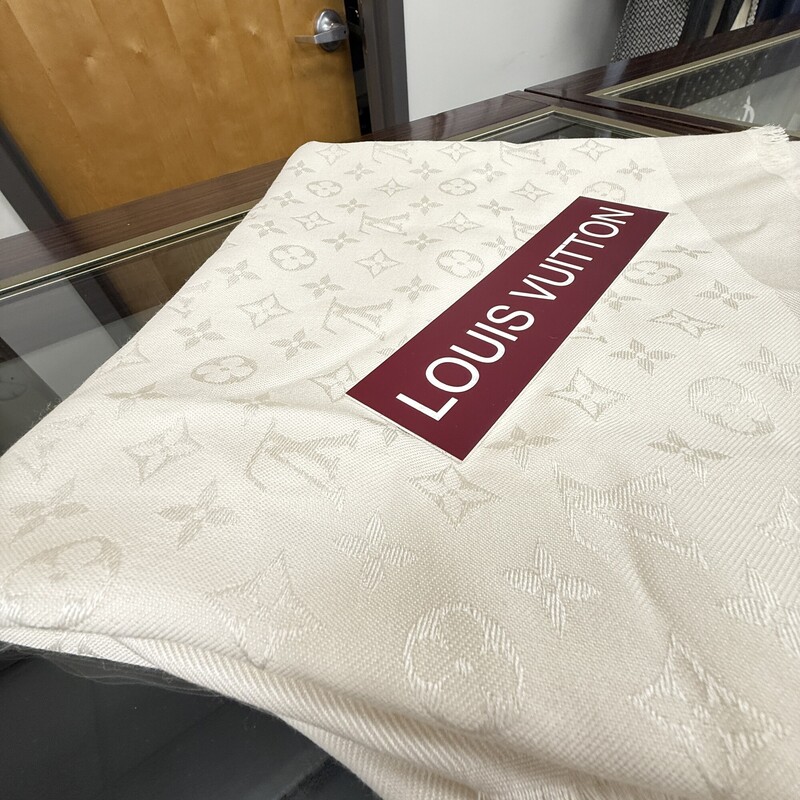 Louis Vuitton Monogram Wool Silk Shawl, Off White