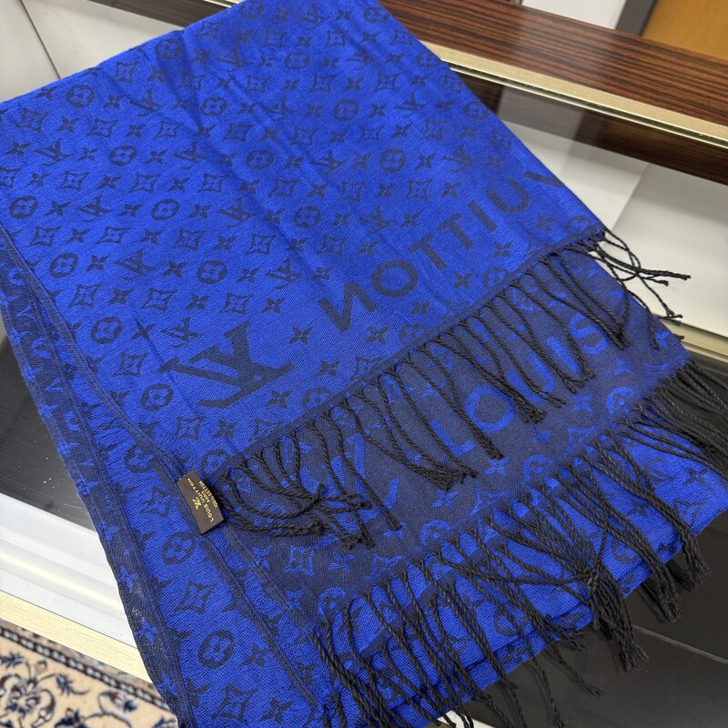 Louis Vuitton Monogram Cotton Scarf, Blue