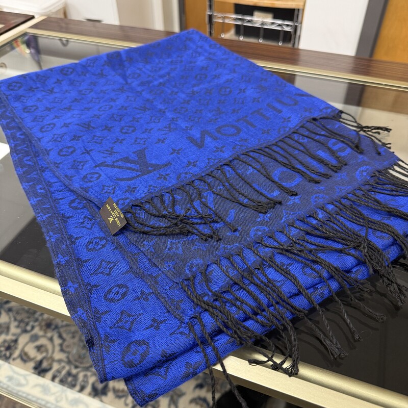 Louis Vuitton Monogram Cotton Scarf, Blue