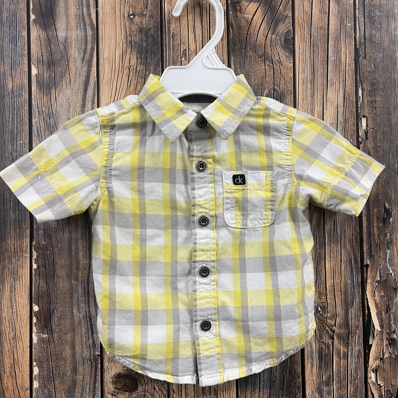 Yellow Plaid Shirt, Size: 3/6 Month