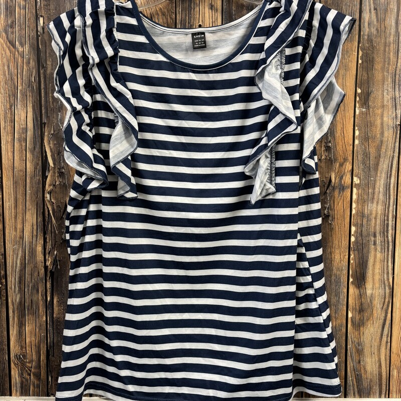 Blue White Stripe Shirt, Size: XL