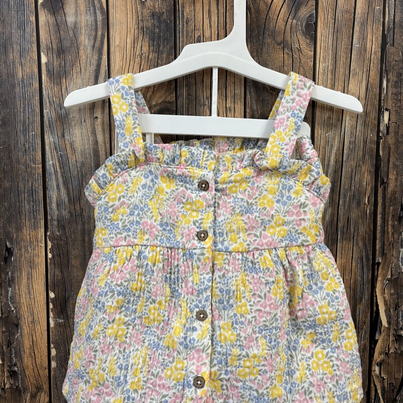 Yellow Pink Flower Outfit, Size: 24m