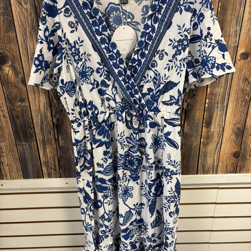 NWT Blue White Dress, Size: XL