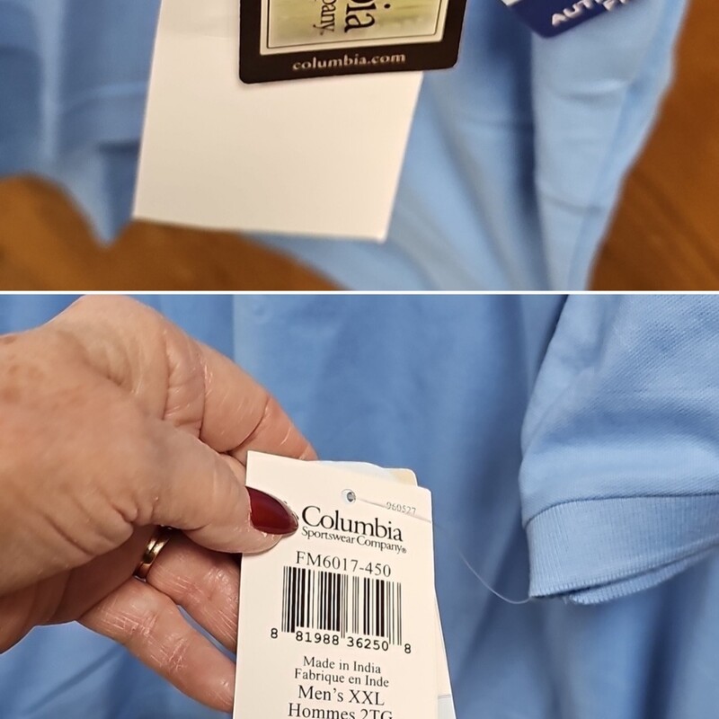NEW COLUMBIA SHIRT, AQUA, Size: XXL