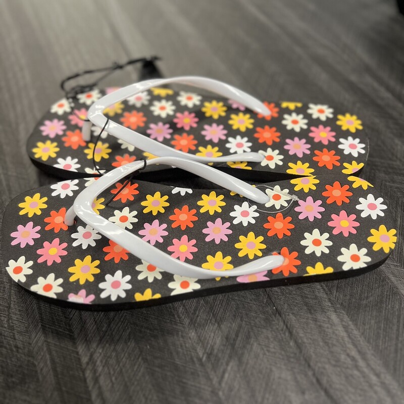 New Flower Flip Flops, Size: 10