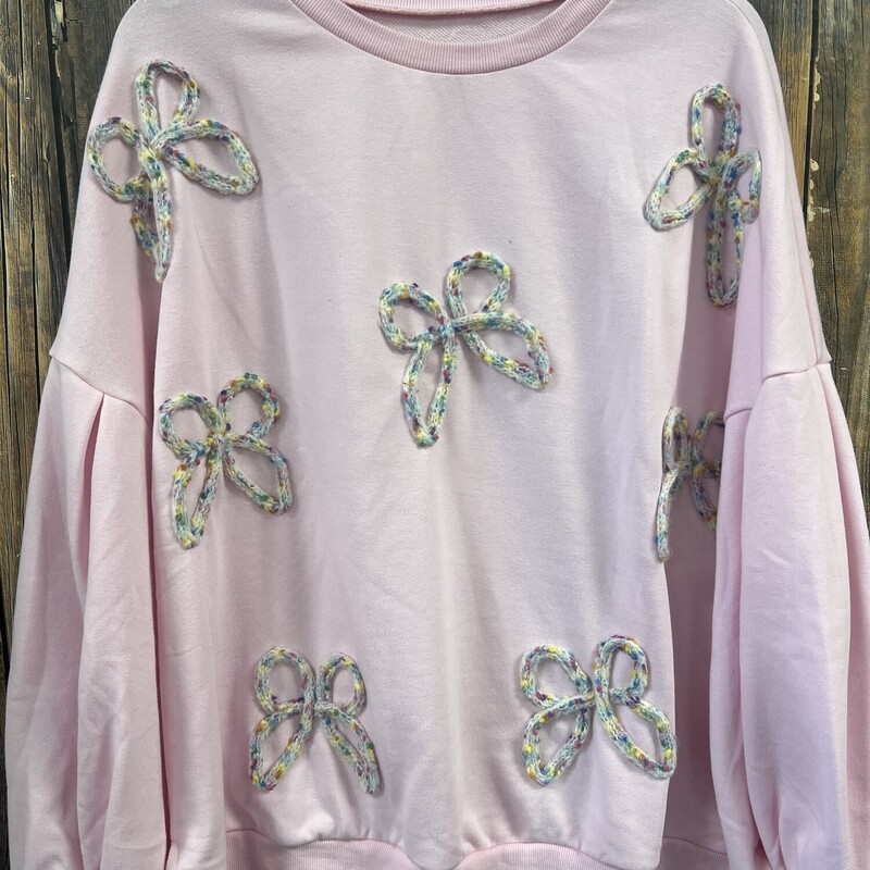 Pink Butterfly Sweatshirt, Size: Large