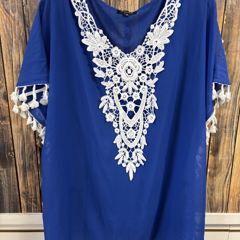 Blue Lace Top, Size: L/XL