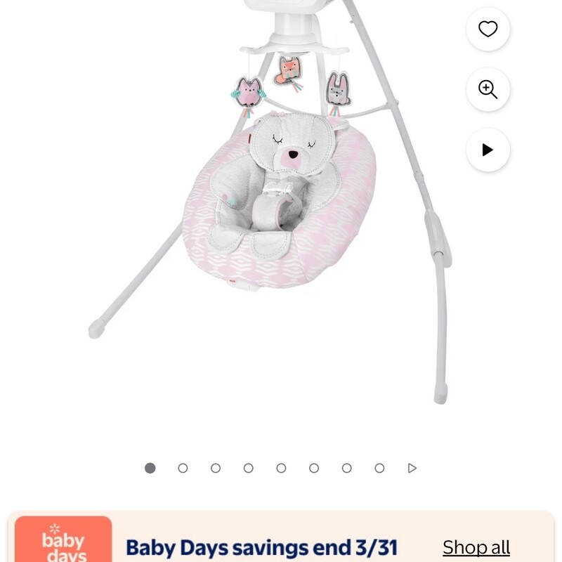 FISHER PRICE BEAR CRADLE, PINK