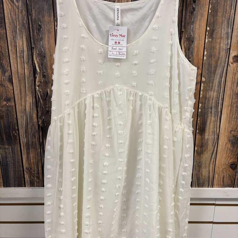 NWT White Flowy Dress, Size: Large