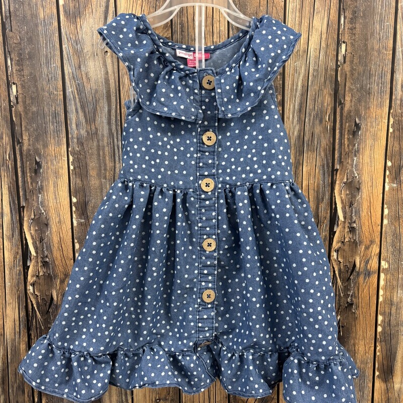 Denim Polka Dot Dress, Size: 24 Months