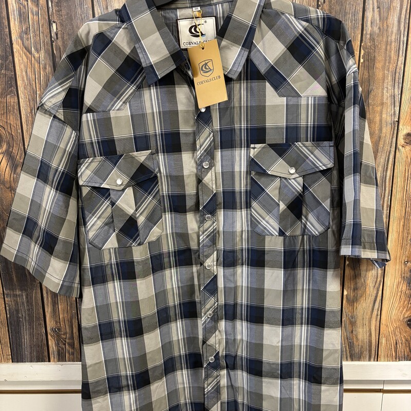 NWT Blue And Tan Shirt, Size: 3XL