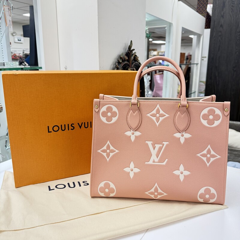 LOUIS VUITTON Pink ON-THE-GO MM, NEW! Includes Box and dust bag. 13x10