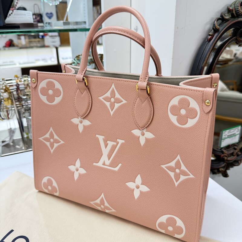 LOUIS VUITTON Pink ON-THE-GO MM, NEW! Includes Box and dust bag. 13x10