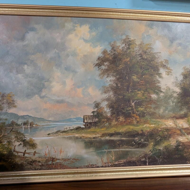 Original Cabin On A Lake, Signed, Vintage
39 x 27