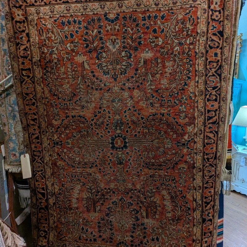 Kirman Antique Wool Rug, Traditio, Size: 39 X 33