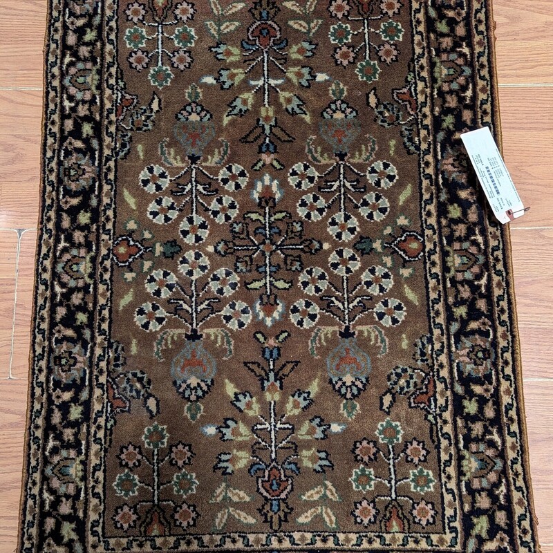 Handmade Wool Rug, Blk/grn, Size: 2 X 3