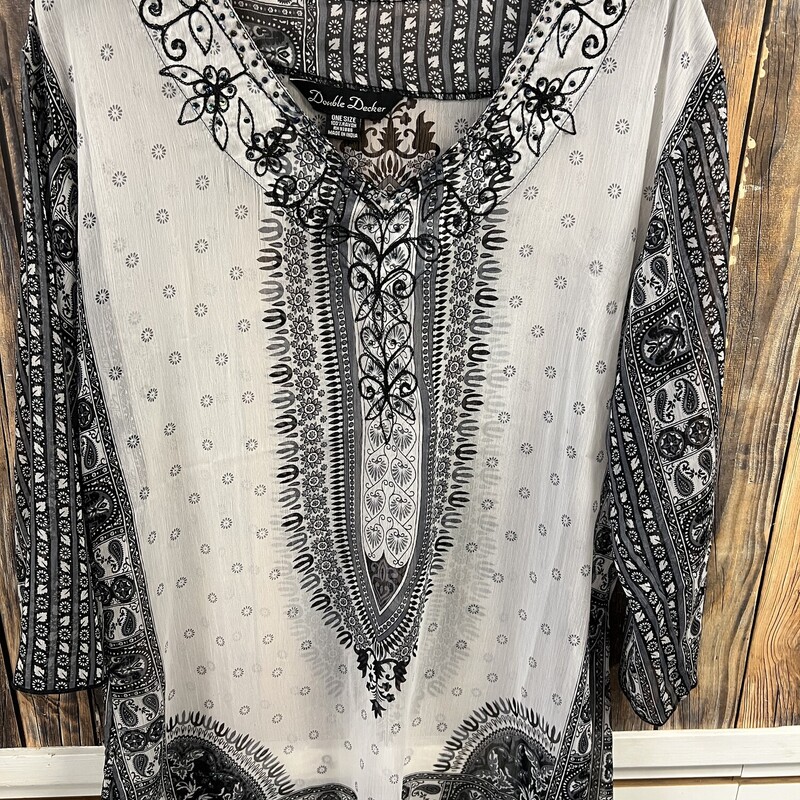 Black/white Sheer Shirt, Size: One Size