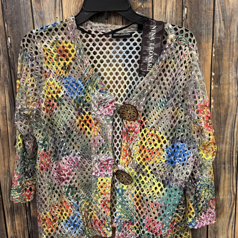 NWT Colorful Mesh Cardigan, Size: M