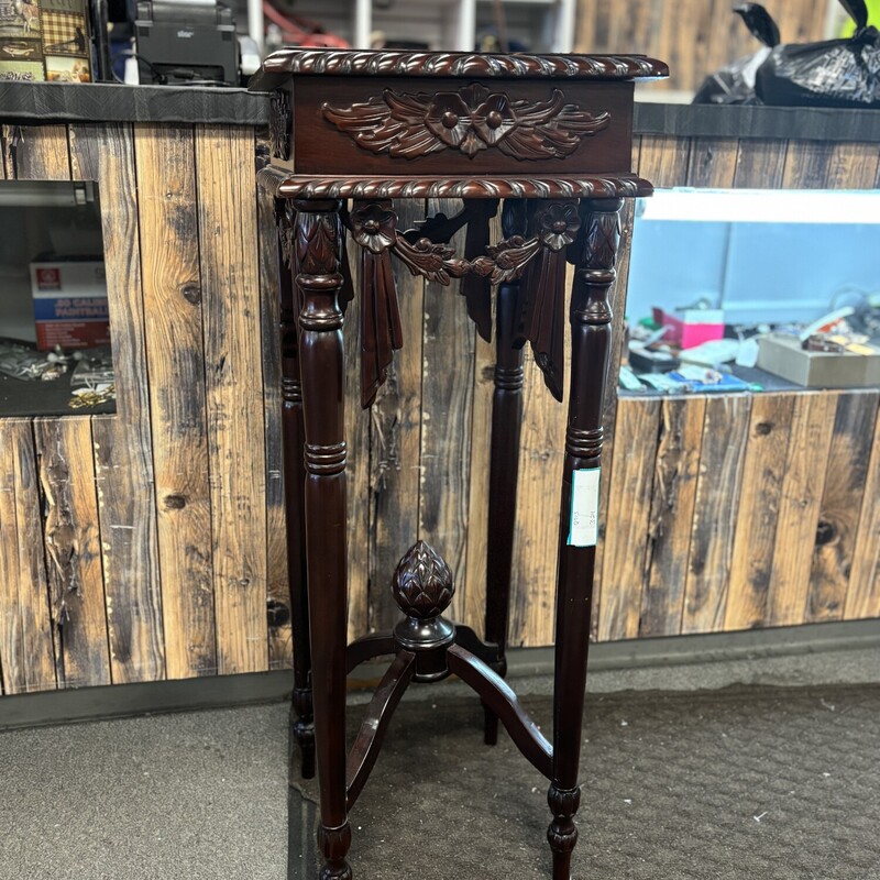Vintage Repoduction Table, Italian Liberty Style Square , wooden high table. 14x14x36in