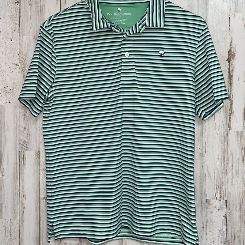 14/16 Green Stripe Polo, Green, Size: Boy 10 Up