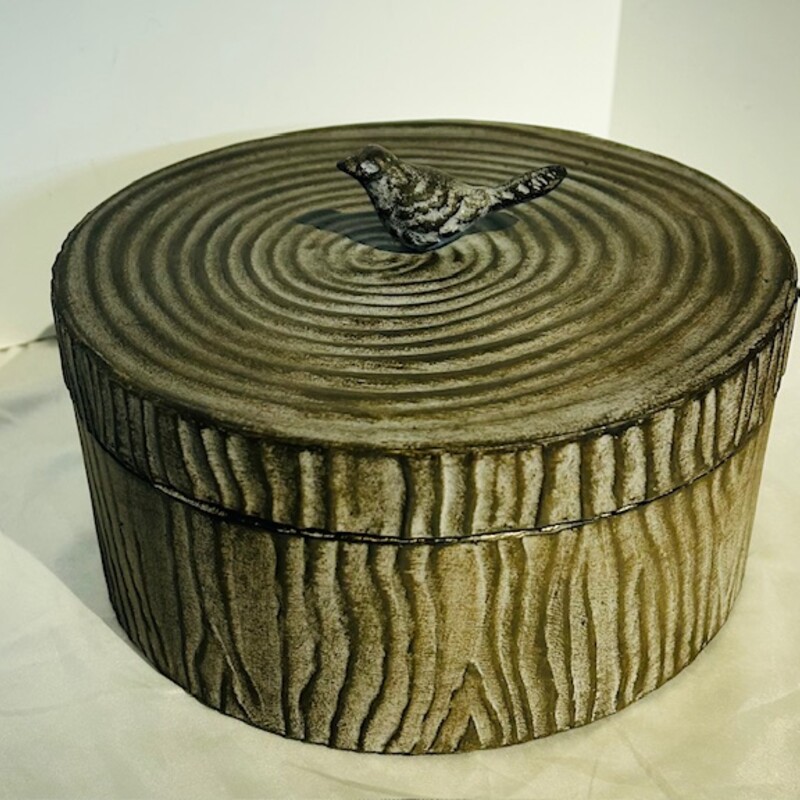 Round Metal WoodLook Bird