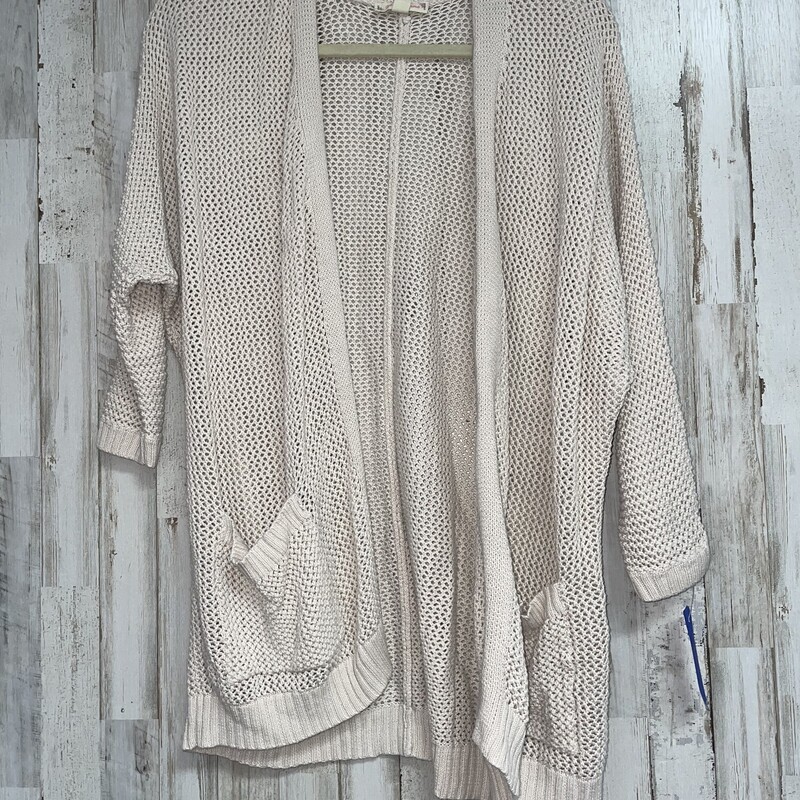 L Beige Open Knit Cardiga