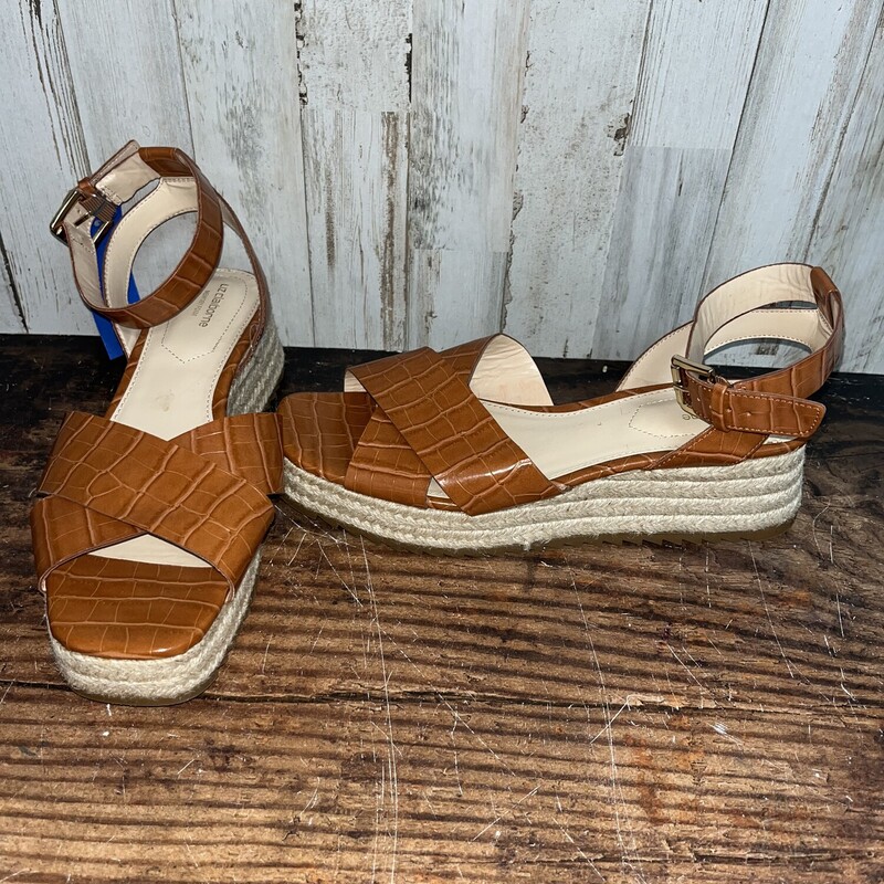 8 Brown Gator Skin Wedges, Brown, Size: Shoes A8