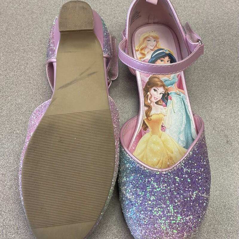 Disney Princess Shoes, Glitter, Size: 2Y