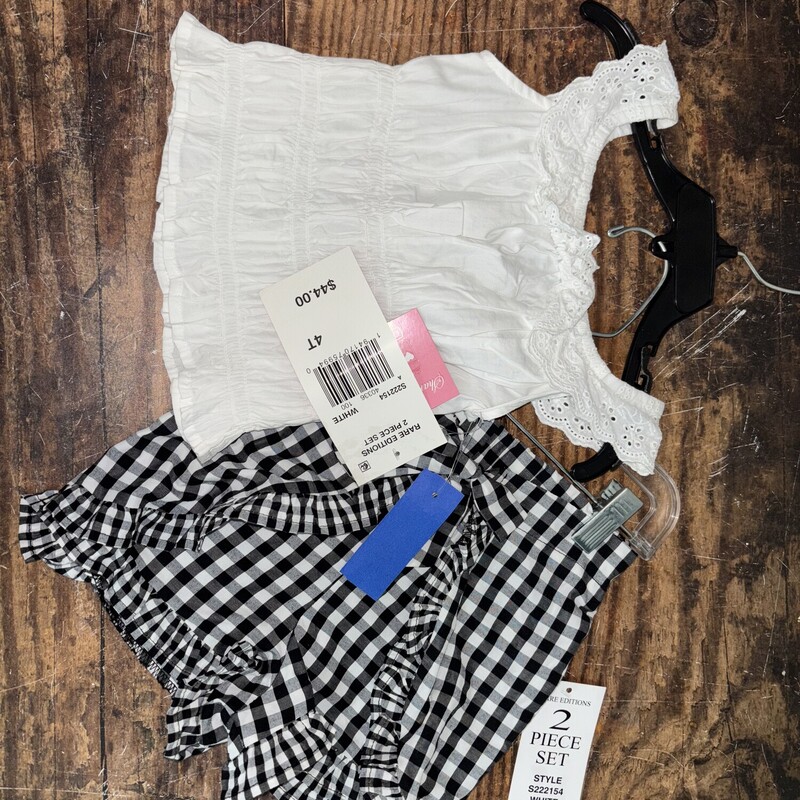 4t White Eyelet Ruffle Se, Black, Size: Girl 4T