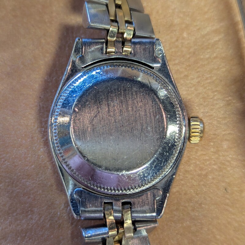 ROLEX 1971 Ladies, 14K, Stainless, Diamonds on Face
Date needs service, Box , Extra Link