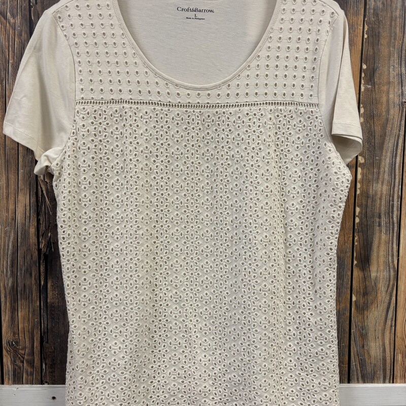 NWT Cream Eyelet Top, Size: L