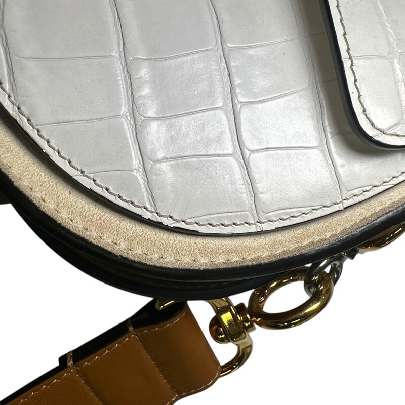Chloe Tess Croc Leather 2 Way Handbag<br />
<br />
Seria Code: 01 19 70 6 5 7<br />
<br />
Dimensions: 7H X 8 L inches<br />
<br />
In very good condition. Some interior marks. Some scratches on hardware. Some marks on the interior suede.<br />
<br />
Does not come with orginal dust bag or box.