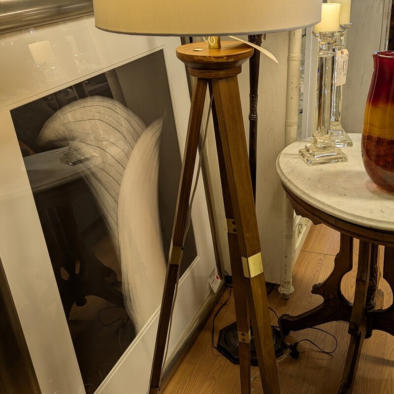 Surveyor Base Floor Lamp,Tripod, Wood, Brass
16 Round x 5 foot high