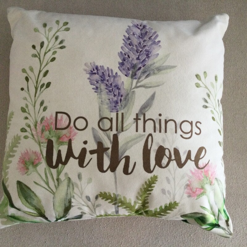 Toss Cushion Do All Things With Love,
White/Multi,
Size: 16 X 16 In