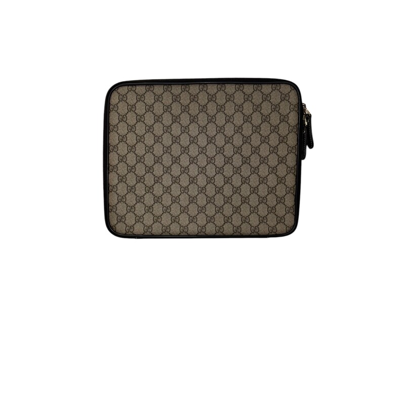 Gucci Supreme Laptop Case<br />
<br />
Style Code: 201754 2123<br />
<br />
Dimensions:<br />
12.5in H x 10in W x 1in D<br />
<br />
In very good condition. Light marks on interior.<br />
<br />
Does not come with the original dust bag or box.