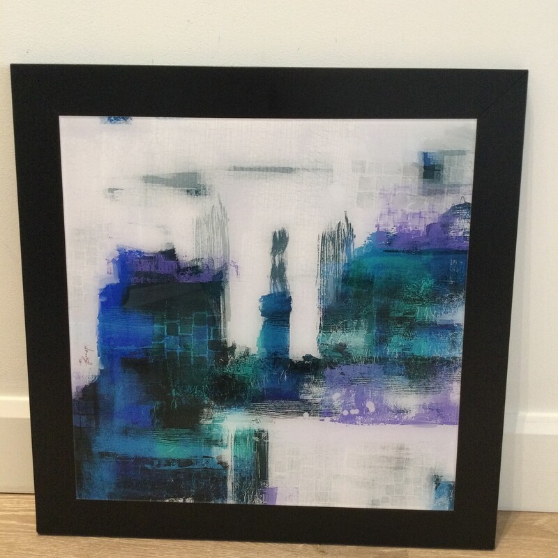 Glass Abstract Wall Art,
Blue/Purple/White,
Size: 19.5 X 19.5 In