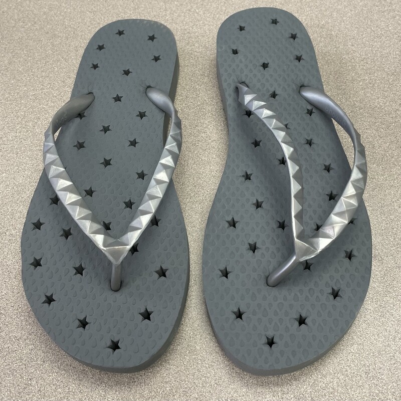 Showa Flops Star Flip Flop, Grey, Size: 3-4Y