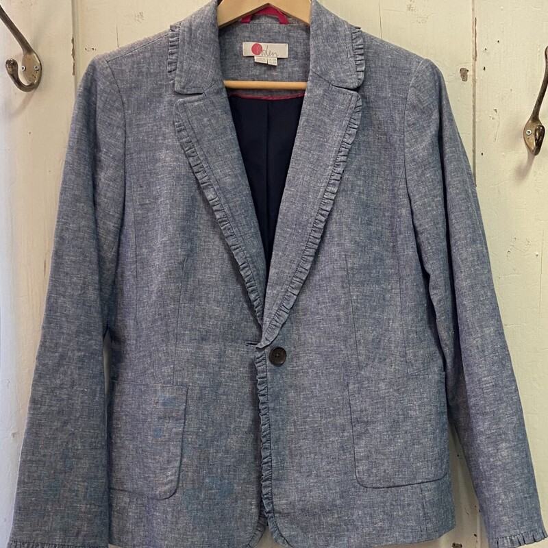 Chambr Rff Linen Blazer<br />
Chambray<br />
Size: 10 R$185