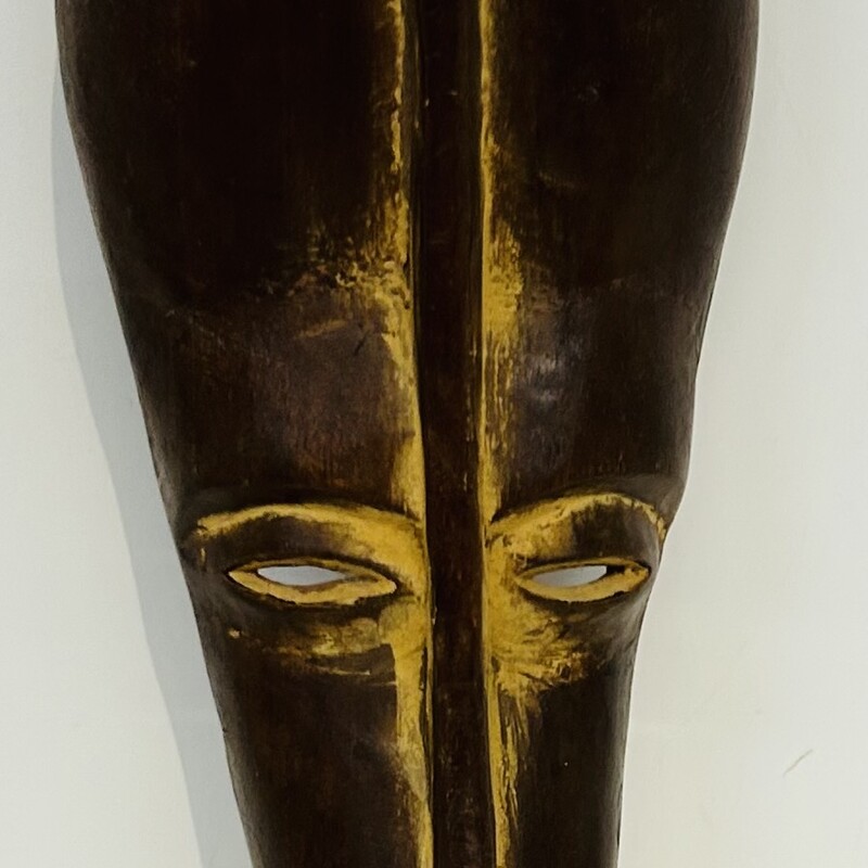 Ghana Wood Tribal Mask Wall Decor
Brown Tan Size: 5 x 14H