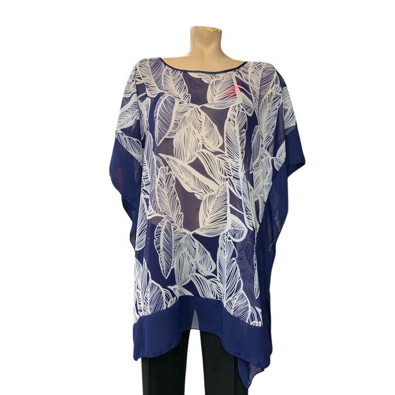 Cover Up Top, Blue/whi, Size: O/S