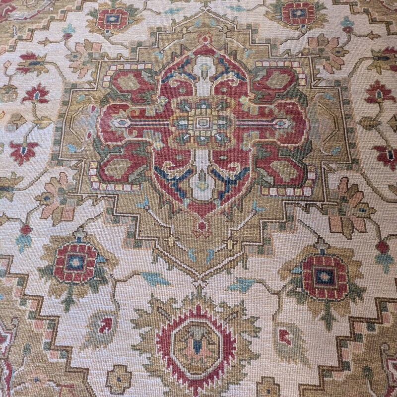 Handmade Wool Rug, Burg/tan, Size: 6ft  X 6ft